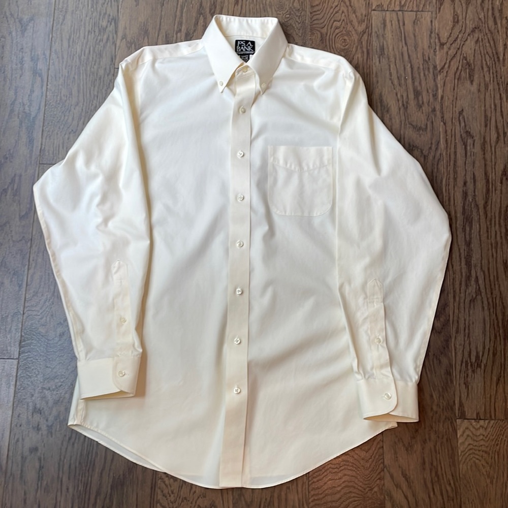 COPY - Jos. A. Bank Traveler Button Down Shirt Yellow 15.5x34 Tailored Fit